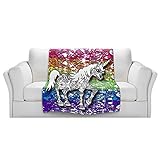 ブランケットウルトラソフトFuzzy 4サイズ！DIANOCHEのKUNZELMANユニコーンレインボーBホーム装飾Unique Designer芸術的スタイリッシュな寝室アイデアCouch Thro