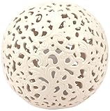 Stonebriar Indoor/Outdoor Ceramic Sphere with Flameless Candle, Ivory by Stonebriar