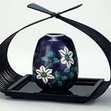 【九谷焼】 3号一輪生 (花篭付き) 紫唐草 花籠、トムソン化粧箱入り