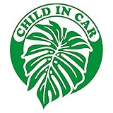 imoninn CHILD in car ステッカー　【シンプル版】　No.16　モンステラ　（緑色）