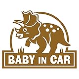 imoninn BABY in car ステッカー　【シンプル版】　No.72　トリケラトプスさん　（ゴールドメタリック）