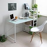 【限定】送料無料 パソコンデスク オフィスデスク ガラスデスク 幅120cm ワークデスク 机 つくえ ガラス パソコンラック ホワイト KS004WH