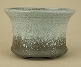 いよじ園 【盆栽鉢】 信楽焼/利山作/雪肌釉足付中深丸鉢 【5号】