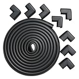 コーナークッション 5m+コーナーガード 8個入 セーフティーグッズ セーフティクッション けが防止 ケガ防止 両面テープ 付き(L型, ブラウン) (ブラック)