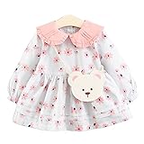 YY-Natuhi ベビー服 子供服 女の子 ワンピース ドレス 花柄 おしゃれ かわいい 長袖 キッズ服 お出かけ 通園 入園式 入学式 発表会 春 結婚式 チュニック 丸襟 新生児 フレア (80