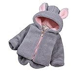 Taiycyxganベビーガールズ冬用フリースコートRabbit FauxファーパーカージャケットBunny Ear Hat カラー: グレー