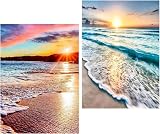 Amyaker ダイヤモンドアート キット 四角いビーズ 全面 2個セット ダイアモンドビーズ絵画キット DIY 手作り絵画 モザイクアート 5D モザイクアート ダイヤモンド塗装 全面貼り付けタイプ 30x40cm 海辺砂浜