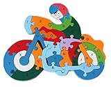 子供知育玩具 幼児 木製のおもちゃ 玩具 アルファベットや数字 アニマル 木製パズル 組み合わせ 遊具 オートバイ