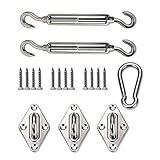 Firlar　ターンバックル カラビナ 取り付け 金具　ステンレス　テント　サンシェード　 ネジ付 ハードウェアキット シェードセイルアクセサリ 日除けセイル　取付キット 18点セット