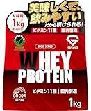 グロング プロテイン ホエイプロテイン 1kg ホエイ ベーシック ココア風味 ビタミン11種配合 国内製造 GronG