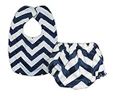 Caught Ya Lookin' Bib and Bloomer Set, Navy and White Chevron by Caught Ya Lookin'