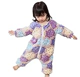 FEVON　パジャマ　ベビー　女の子　秋冬　フランネル　もこもこ　長袖　前開き　ロンパース　ルームウェア　カバーオール　可愛い　雪の花柄　寝巻き　寝間着　子供　ガールズ　ボディースーツ　寝袋