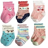 デラックスノンスキッドアンチスリップスリッパコットンクルーソックスwithグリップfor Baby Toddler Girls