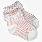 新生児1Pレースボーダー　ピンク　7-9cm