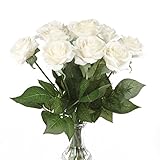 Louis Garden シルクローズ 17インチ 自然な造花 標準 ホワイト