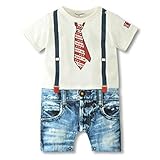 Famuka ベビー服 スーツ風男の子ロンパース（１２－１８ヶ月・白）