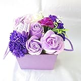 ギフト 誕生日プレゼント女性 花 プレゼント ソープフラワー フレグランス フラワー 造花 (アレンジフラワーBOXパープル)