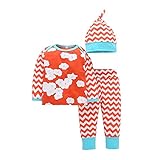 Tovadoo 子供服 ベビー服 男女共用 トップス+ズボン+帽子 秋冬 長袖 パジャマ 北欧風 雲柄 キュート 部屋着 保育園