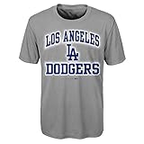MLBユースBoys 8 – 20 Dodgers半袖グレーパフォーマンスTee、L ( 14 – 16 )、ヘザーグレー