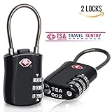小さな組み合わせロック – Belk 002 TSA Approved 3桁ソリッドメタル&柔軟なケーブル南京錠旅行の荷物/ブリーフケース/ジムロッカーセキュリティ( Pack of 2 ) ブラック