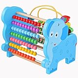 積み木 赤ちゃんおもちゃ　ビーズコースター 木のおもちゃ キリン形 ビーズメイズ 玉そろばん 幼児 出産祝い　お誕生日プレゼント