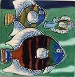 魚装飾セラミック壁アートタイル4 x 4