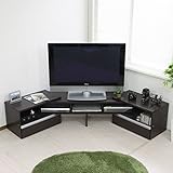 送料無料　テレビ台 伸縮式 W ロータイプ TV台 テレビラック AVボード TVラック AVラック (ダークブラウン)