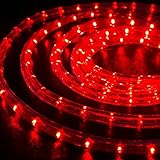 WYZworks 100 feet 1/2 Thick RED Pre-Assembled LED Rope Lights with 10' 25' 50' 150' option - Christm