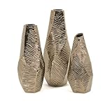 IMAX 25232-3 Geometric Vases, Metallic Bronze, Set of 3 [並行輸入品]