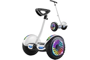 TIMDU脚/手レバー制御電動二輪車、の手すり付き8/10/11インチ2輪スマート電動二輪車、耐荷重120kg、多機能制御、インテリジェント保護、360°回転、LEDカラフルライト、サーチライト、男の子と女の子、大人と子供、誕生日プレゼントに適しています