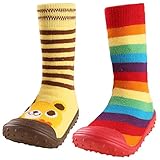 ［キロフライ］kiloflyベビー幼児の少年少女のノスキッドゴムスリッパソックスバリューパック[2点セット]