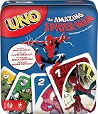 Mattel Games UNO アメイジングスパイダーマンカードゲーム 収納&トラベル缶 子供/大人/家族向け デッキ&特別ルール付き