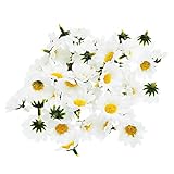 funnytoday365 100個4 cm人工花Daisy withイエローCoreウェディング装飾シミュレーションの花ホーム装飾スクラップブックHandicraft