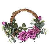 Zehuiホーム壁装飾人工Festivalウェディングパーティー32 cmローズWreathシルクフラワー花ガーランドハンドメイドバイオレット