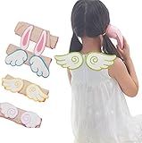 【爱莉セレクトショップ】4枚セット 汗取りパッド 綿100% 4重ガーせ 天使の羽 春夏 秋冬 新生児 ベビー ギフト 出産祝い 男の子 女の子 (女の子)