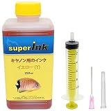 キヤノン （CANON）用 イエロー （染料） 詰め替え 互換インク superInk 250ml （全機種対応） + 手袋1組 + 10ml注入器 + 針 + キャップ