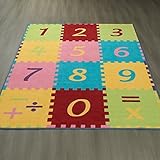 Ottomanson Children's Garden Collection Multicolor Numbers Math Design 5'0X6'6 Children Nursery Kid'