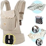ベビーウエストベルト付エルゴベビー・抱っこ紐 【正規品2年間保証-SG認定付】 ナチュラル リネン (よだれパッド＋エルゴ収納用ポーチ＋ママ&ベビー両用カバー付）