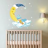 cik143フルカラー壁デカール赤ちゃんStars Sleep月夜ベッド子供の部屋保育園