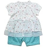 《初夏盛夏対応》(日本製) Pample Mousse(パンプルムース) 天竺ジャガード小花柄スカート付カバーオール 80cm/OW NO.DP-82505