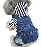 犬 ペット用品 ジャケットデニム ストラップ 四脚式サロペット ダメージ加工 デニム 通気性 ぴったりフィット 良質綿 可愛い服 春夏 ブルーbs5