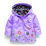 子供服子供のアウターウェア女の子素敵な花風と雨のジャケット女の子レインコート (100, パープル)