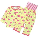 アスナロ（パジャマ・ルームウェア） 長袖パジャマ ベビー 女の子 りんごプリント りんご柄 腹巻付き95 イエロー