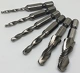 汎用 スパイラル ドリルタップ 強靭 HSS 鋼 ハイス 六角軸 6.35㎜ M3 M4 M5 M6 M8 M10 穴開け ネジ切り 6本 セット