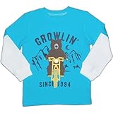 カーターズ（Carter's)【キッズサイズ7歳用】男の子用水色バイクのりクマさんGrowlin'重ね着風長袖Tシャツ 7years 130cm くま柄ロンT,トップス,ギフトプレゼント【並行輸入】