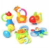 amzmonnsuta　6PC設定安全な赤ちゃんの子供のおもちゃハンドベル 贈り物 素敵な動物の歯の咬合ブレリングモデルのガラガラ