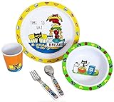 Pete the Catプレート、ボウル、カップ、フォークとスプーンセット( BPAフリー、食器洗い機)
