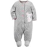 カーターズ（Carter's) 女の子用グレーx白水玉模様ネズミさんパイル地足つきカバーオール (9months(67-72cm)) [並行輸入品]