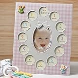 BABY'S 1st YEAR Photo COLLAGE FRAME - 13 Pictures - GIFT KEEPSAKE - CHRISTENING (PINK - Girl) by FC 