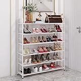 シューズラック 靴箱 スリム 下駄箱 4/5/6段 幅50/70/90cm 鉄製 錆びない 防湿 強くて丈夫な 耐荷重25kg/段 靴棚 靴収納 玄関に靴 を効率収納 靴だな 省スペース 靴ラック 廊下 アパート用 (白, 6段70cm)